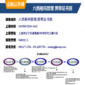 六西格玛黄带(YB)证书研修班